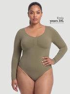 Long Sleeve Sculpt Thong Shapewear Bodysuit