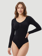 Long Sleeve Sculpt Thong Shapewear Bodysuit