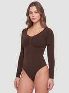 Long Sleeve Sculpt Thong Shapewear Bodysuit