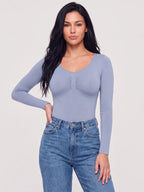Long Sleeve Sculpt Thong Shapewear Bodysuit