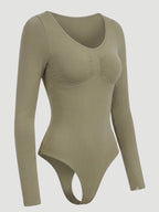 Long Sleeve Sculpt Thong Shapewear Bodysuit